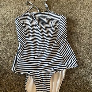 Striped one piece swimsuit for women